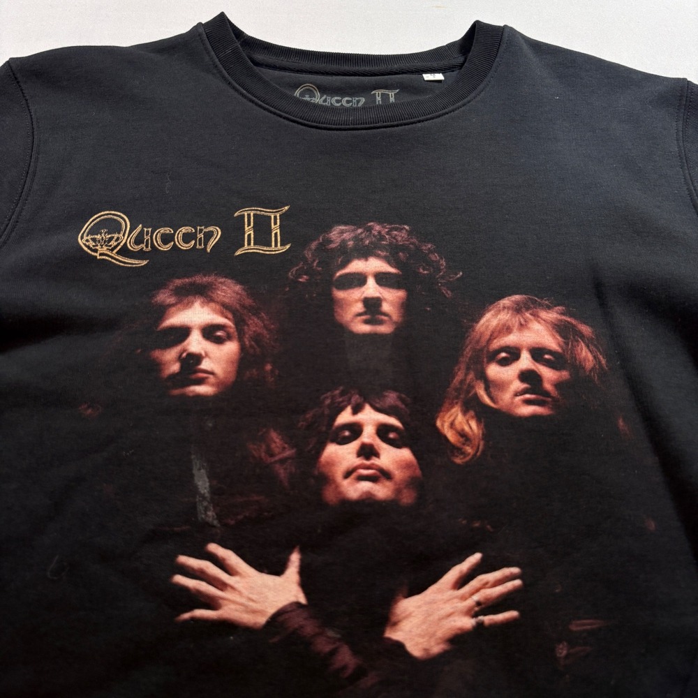 Queen II Sweatshirt Men S Black 50th Anniversary Graphic Organic Cotton Pullover